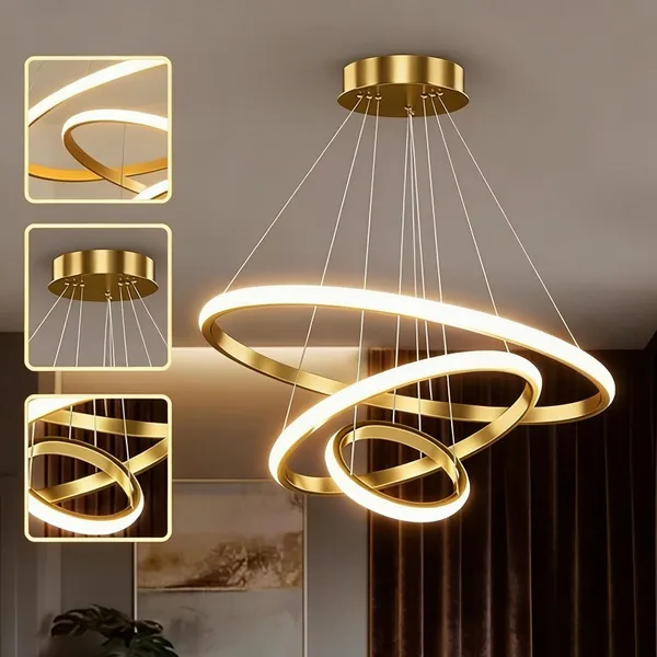 Lustre LED Minimalista Nórdico - 3 Modos de Luz, Ideal para Sala e Cozinha, Iluminação Soft e Econômica O15
