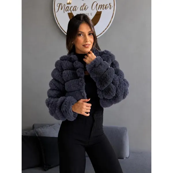 Jaqueta Puffer de Pelinho Feminina