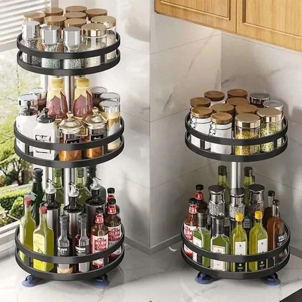 Organizador De Condimentos Rack Rotativo Porta Temperos Cozinha 1/2/3 Andares