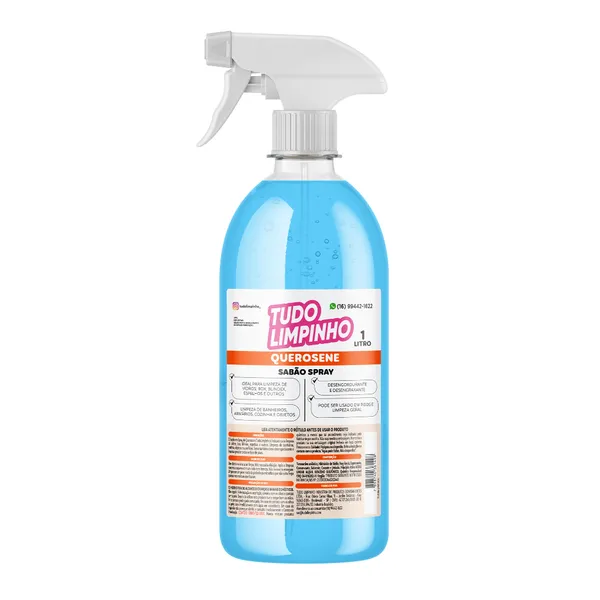 SPRAY SABÃO DE QUEROSENE LIMPA VIDROS TUDO LIMPINHO 1 LITRO