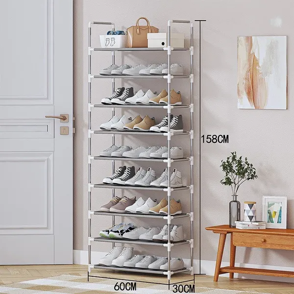 Prateleiras Sapateira 9 Andar De Metal E Plastico Organizadora Multiuso Prata Para Sapatos Calçados
