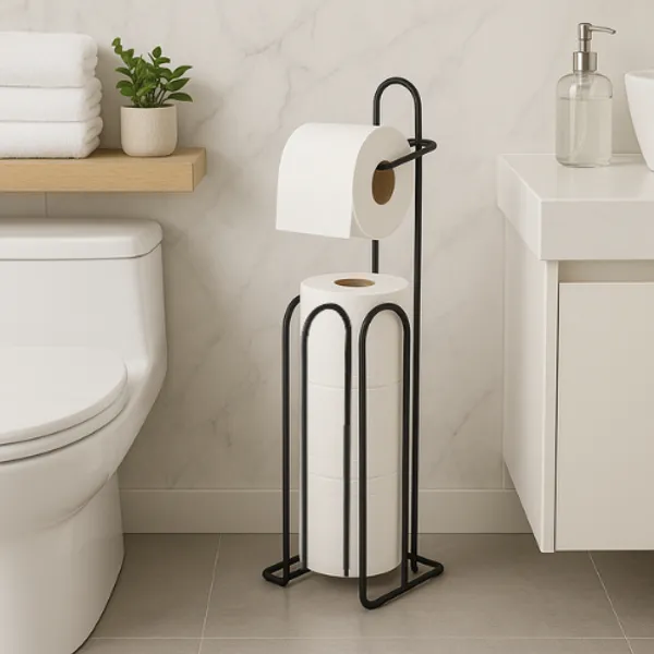 Suporte de Papel Higiênico de Chão para Banheiros e Lavanderias - Porta Papel Higiênico
