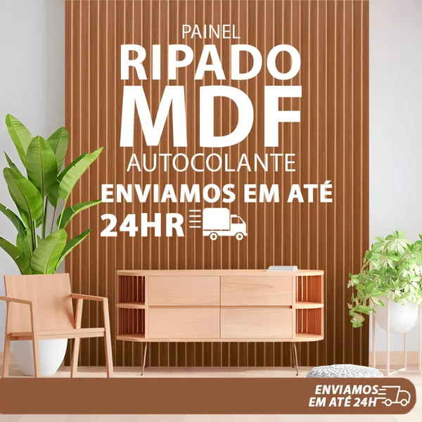 KIT ATÉ 50 PLACAS Painel Ripado MDF Autocolante Madeira 45x11cm Revestimento MDF de Parede - ENVIO FULL