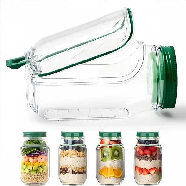 Copo Pote de Salada Leve com Tampa e Divisória de Molho Marmiteira Fitness Escritório Viagem