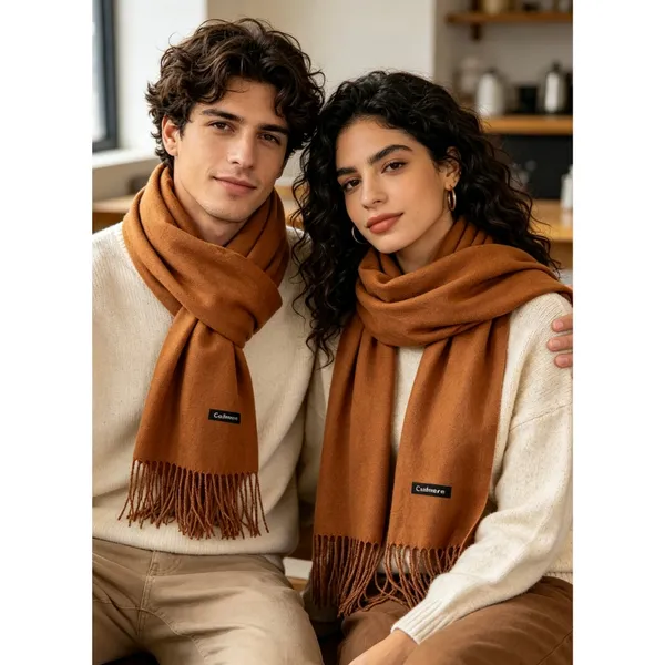 Cachecol Pashmina Lisa  de Poliéster  de  150G -180gcom franjas unisex  j2405