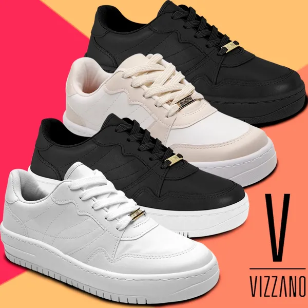 Tênis Vizzano Feminino Casual Plataforma Leve, Macio, Acolchoado Ultra Conforto Couro Sintético