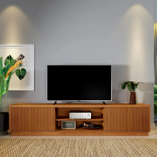 Rack Ripado para TV até 85 Polegadas 100% MDF 220cm 2 Portas Valência Marrom 220