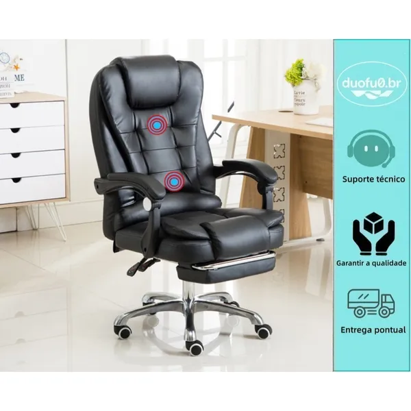 Cadeira de Massagem Presidencial, Massageador Lombar e Cervical, Cadeira Ergonômica Dobrável