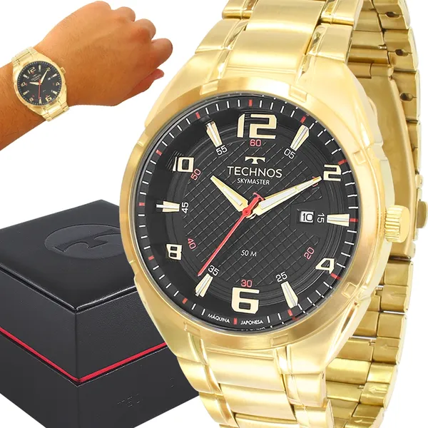 Relógio Technos Masculino 1 Ano De Garantia Dourado Luxo