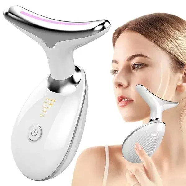 Massageador de Pescoço e Rosto LED com Vibração