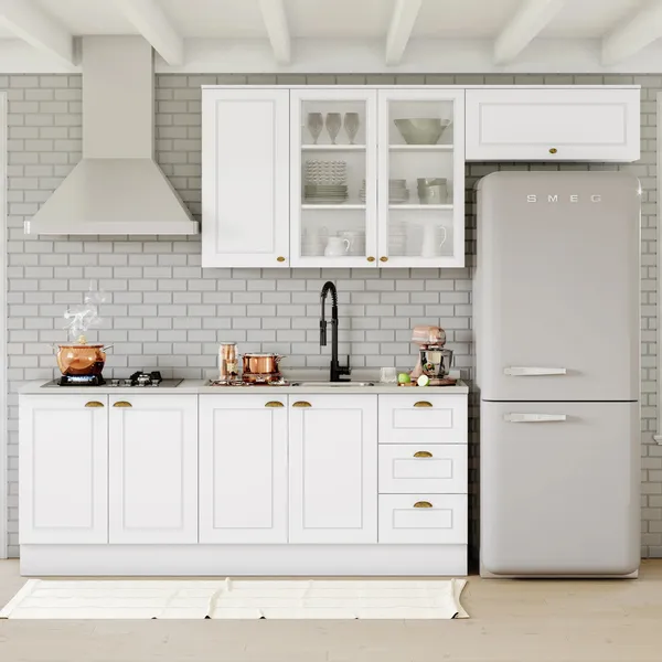 Cozinha Compacta 04 Peças com Aéreo para Geladeira Americana Henn