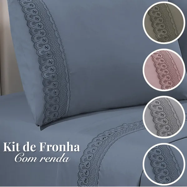Kit 2 e 4 Peças Fronha de Travesseiro 70x50cm Macio Rendada Quarto Cama Flora Renda Habitat