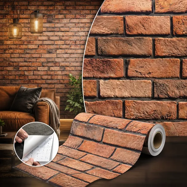 Papel de Parede Sala Tijolinhos Adesivo Lavável Papel Adesivo Autocolante 6 Metros