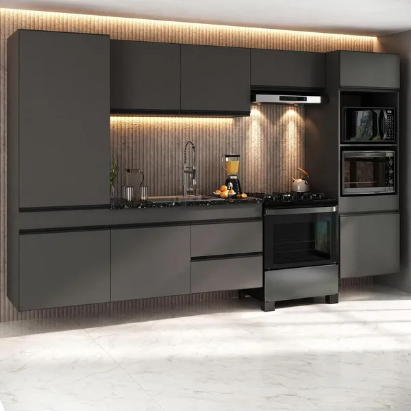 Armário de Cozinha Modulada Completa Suspensa 313cm Milano Multimóveis MP2406