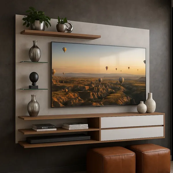Painel para TV até 65 Polegadas com 1 Porta e Prateleiras Paris Multimóveis