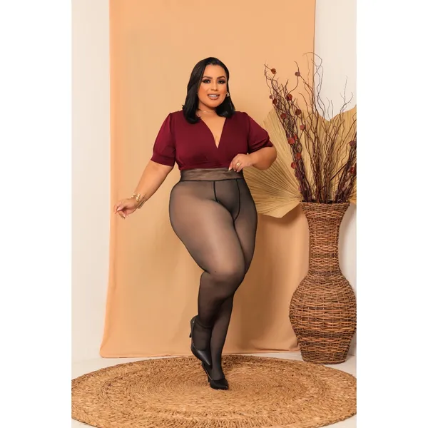 Meia Calça Plus Size Translucida Termica Forrada Pelucida Até 54/G5