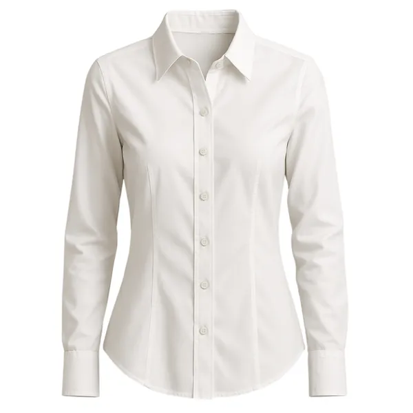 Camisa Social Feminina tradicional manga longa de botões