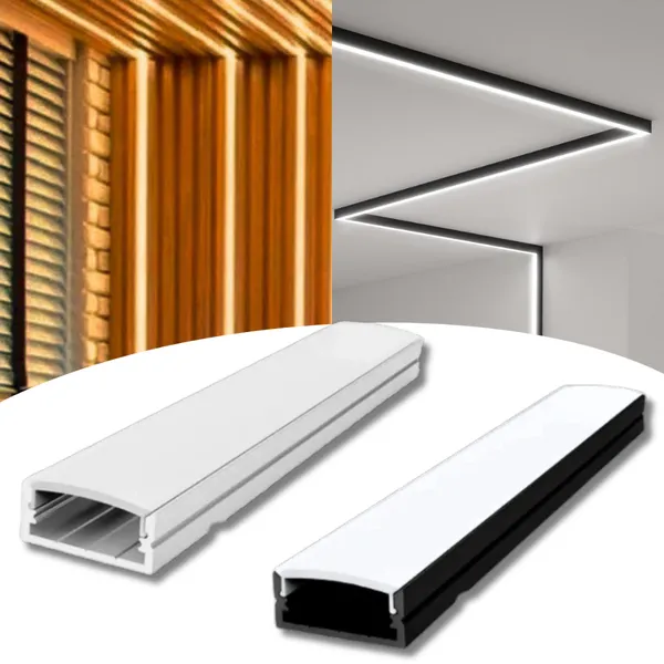 Perfil de 10 metros 1m cada Sobrepor Branco Preto 1707 Alumínio Slim Para fita LED Gesso DryWall