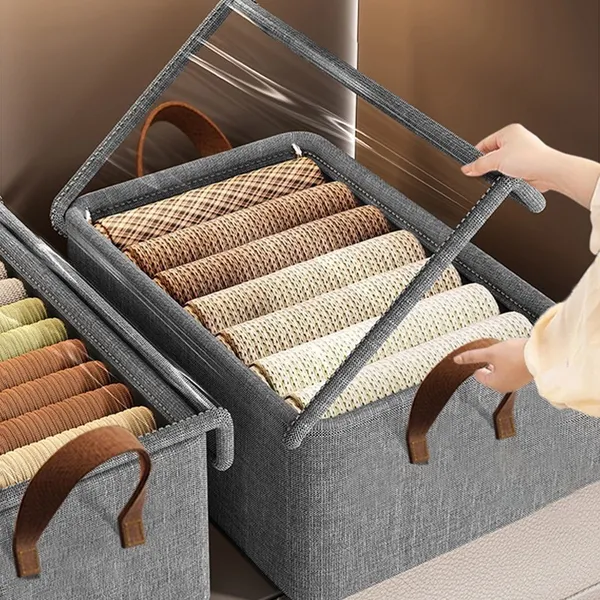 Caixas Organizadoras com Tampa Transparente – Oxford Reforçado 47×28×20cm