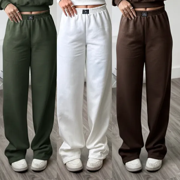 Calça Pantalona Feminina Wide Leg de Moletom, Cintura Alta, Confortável e Estilosa