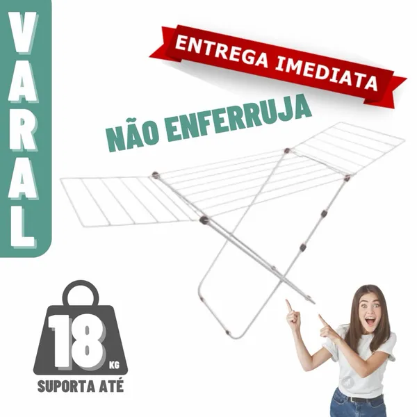 Varal De Chão INOX Reforçado Com Abas Retrátil SECALUX