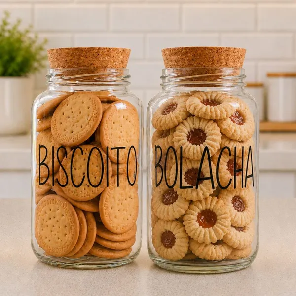 Pote de Vidro 810ml para Biscoitos e Mantimentos com Tampa de Rolha de Cortiça