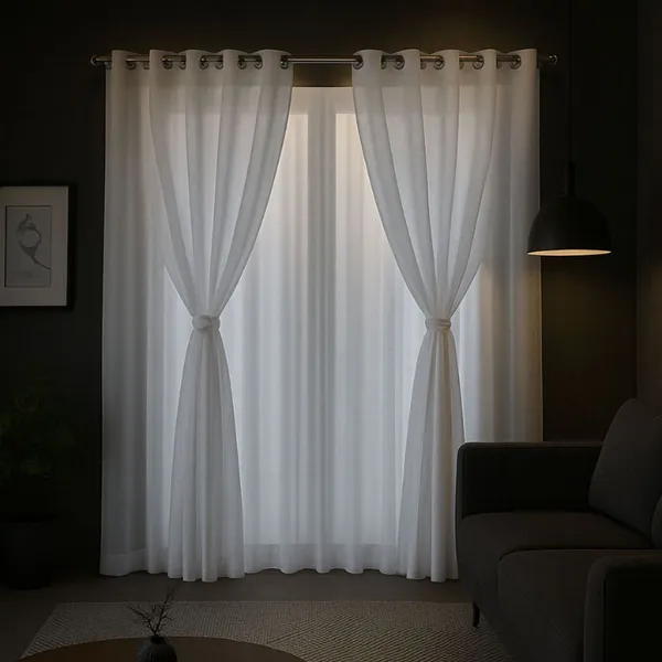 Cortina 4,00 X 2,80 P/quarto E Sala Voil C/ Forro Microfibra