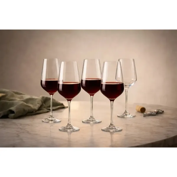Jogo 6 Taças Vinho Cristal 490ml Luxo Refinada Vidro Cristalino Drink Água Coquetel Diamante Resistente Xtra
