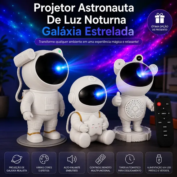 Projetor Astronauta De Luz Noturna Galáxia Estrelada Projetor De Luz de Teto Nebulosa Com Controle