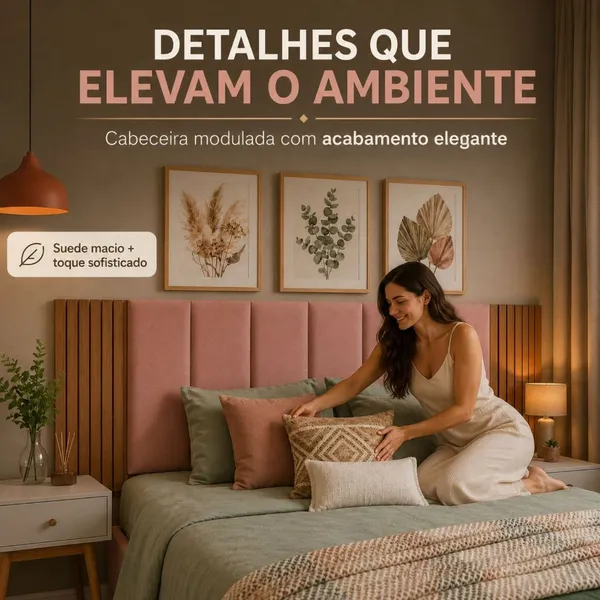 Kit com até 12 Cabeceira Modular + Painel Ripado MDF Para Cama Box Casal King Queen - Envio Full