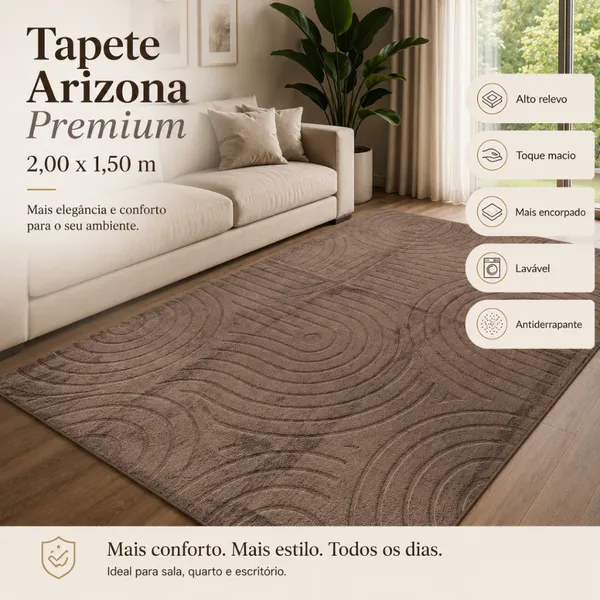 Tapete Sala 2,00x1,50 Alto Relevo Moderno Premium Macio Antiderrapante Quarto Decorativo