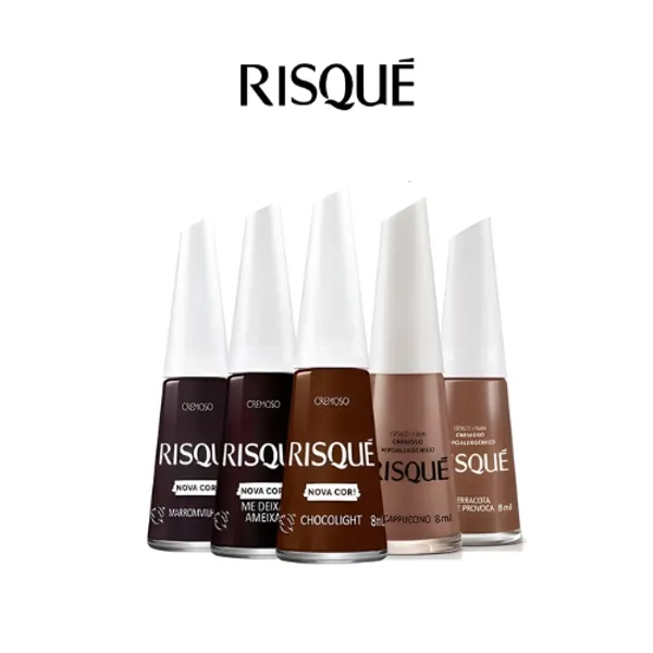 Kit Esmaltes Risqué Tons Terrosos Marrom Nude
