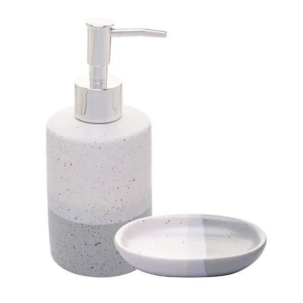 Conjunto 2 Peças para Banheiro de Cerâmica Degradê Cinza - Lyor