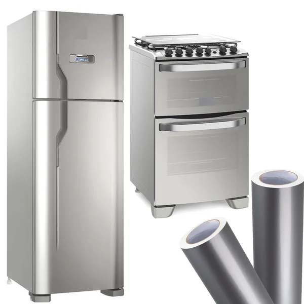 Papel Adesivo Vinil Aço Inox Prata Para Decoração Envelopamento