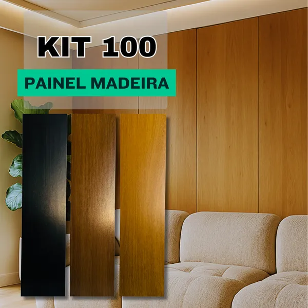 Kit 100 Placas Revestimento Madeira Autocolante MDF Placas 45x11 CM