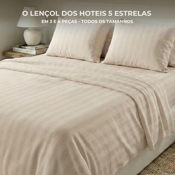 Jogo de Lençol Padronado Micro Percal Penteado 3 peças 500 Fios Cama Solteiro Casal Queen King