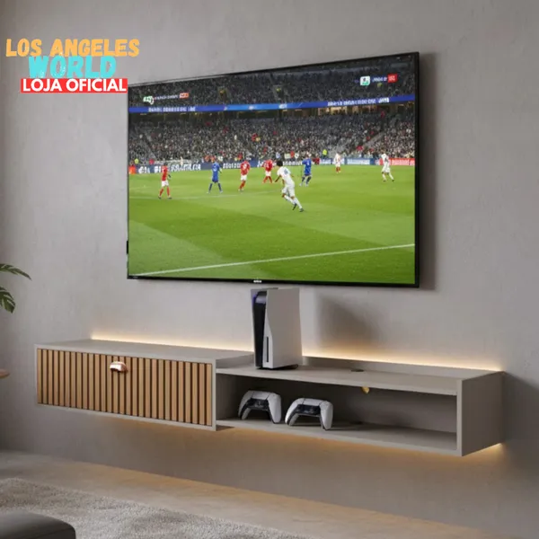 Rack Bancada King 1.80cm ou 1.20cm Decoração Sala Estar TV 75 polegadas Nicho Organizador 1 Porta