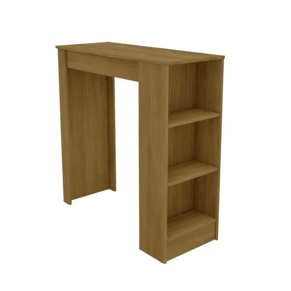 Bancada de Cozinha Ilha Gourmet Americana 2 Prateleiras 90cm Linha Bologna Cor Mel - Mademovel