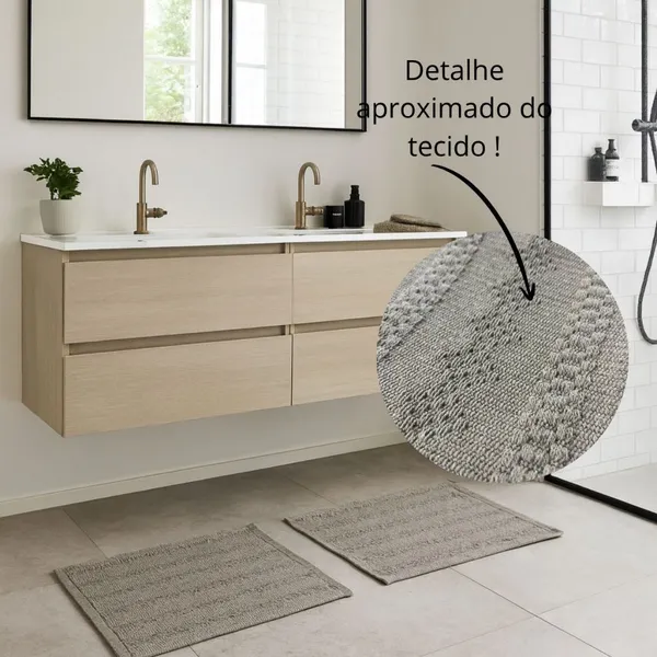 Kit 02 tapetes Porta Banheiro Algodão 0,47x0,70 Cores Modernas