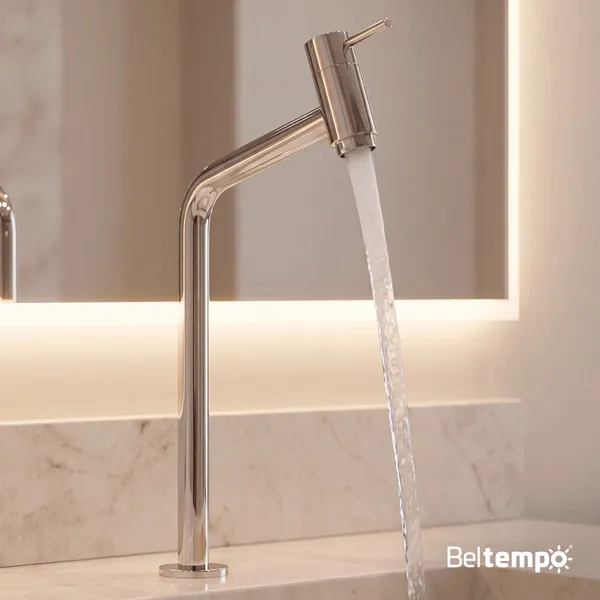 Torneira Banheiro Lavabo Bica Alta Bancada Inox Link 45° Beltempo