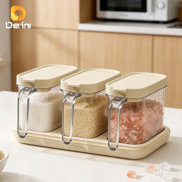 Porta Temperos com Colher Magnética – Pote ou Kit 3 Potes com Base