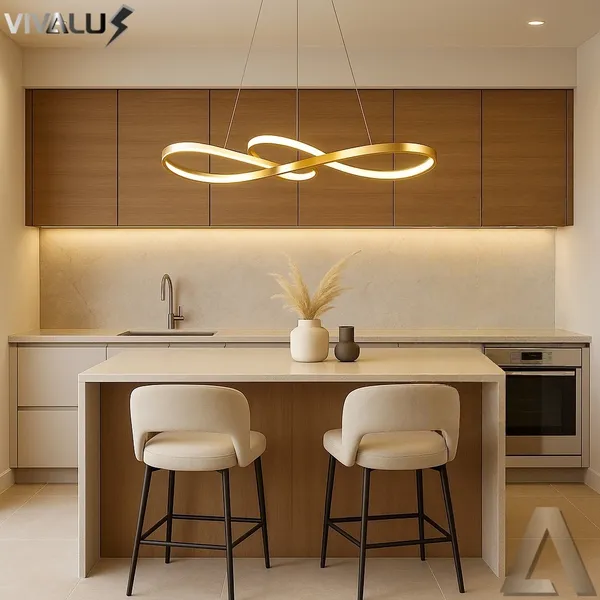 Lustre Pendente de Led 40w Dourado 70cm 3 Cores De Luz Pendente Moderno Clave Para Sala Mesa Luxo