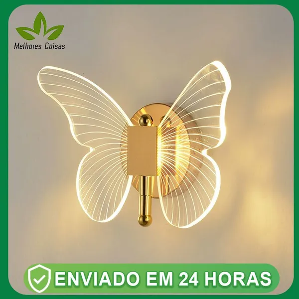 Luminaria Arandela Borboleta de parede led iluminação interior quarto corredor sala cabeceira