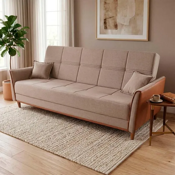 Sofá Cama Sérvia 2,00M Bege Bouclê King House