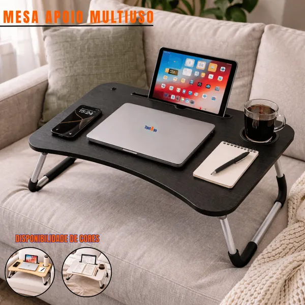 Mesa Dobrável Notebook Retrátil Home Office Apoio Cama Sofá Trabalho Café