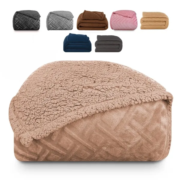 Coberdrom Edredom Manta Queen Aveludado com Sherpa Soft Dupla face - BF Colchões