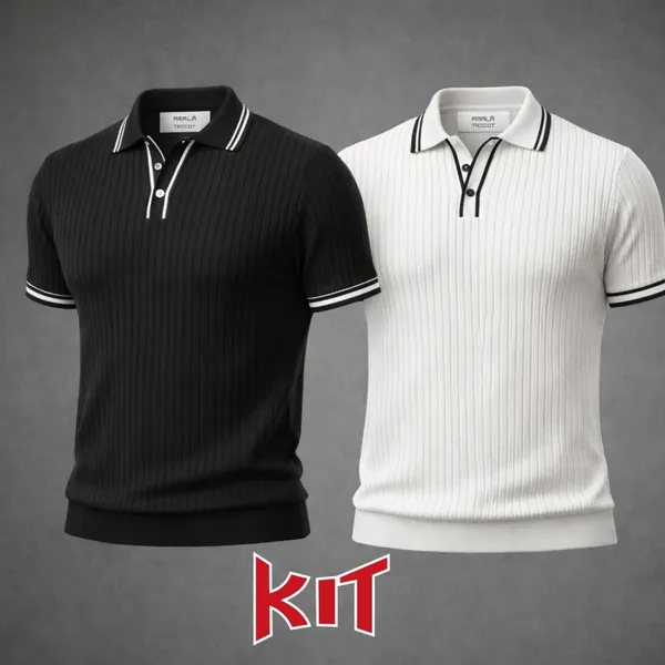 Camisa Polo Masculina Kit 2 Blusa Casual Estilo Moderno Tricot de Alta Qualidade