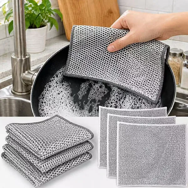 Kit 6/12/18/20 Pano Multiuso de Limpeza Pesada em Arame Metálico Não Oleoso para Fogão e Panelas