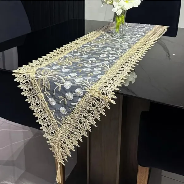 Caminho de Mesa Renda Guipir Bordado Trilho Luxo 0.40x85cm a 2,20m Centro de mesa
