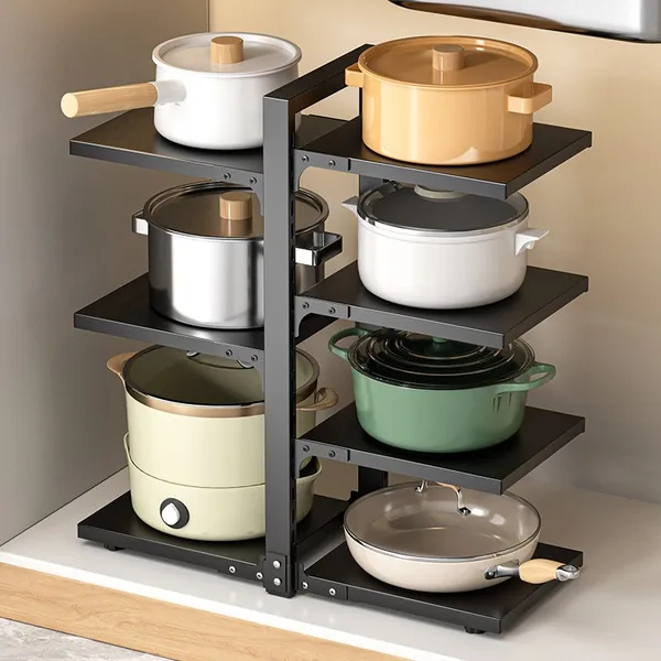 Haosin Organizador de Panelas 7 Camadas Escorredor Suporte Para Cozinha Armário Multifuncional